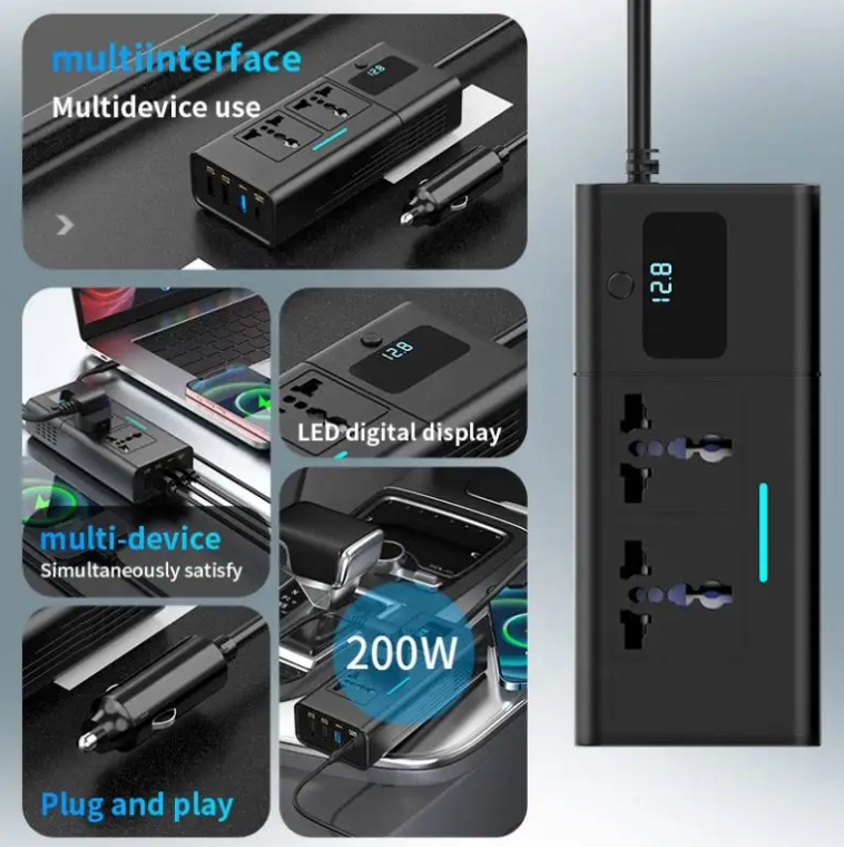 Inversor de 12 a 110v 200w 2 Tomas