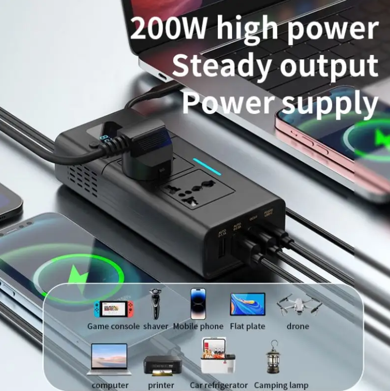 Inversor de 12 a 110v 200w 2 Tomas