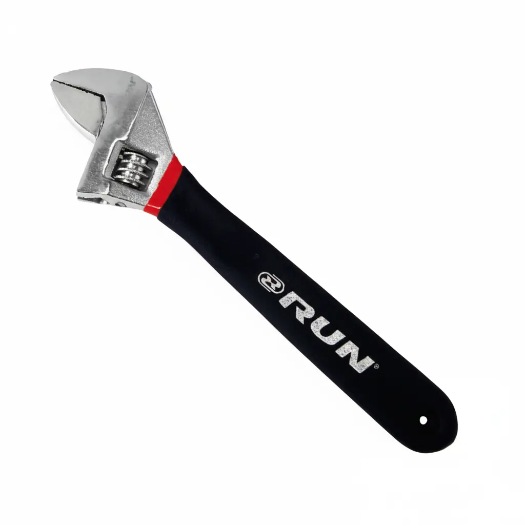 Llave ajustable de 10'' con mango de goma, RUN.