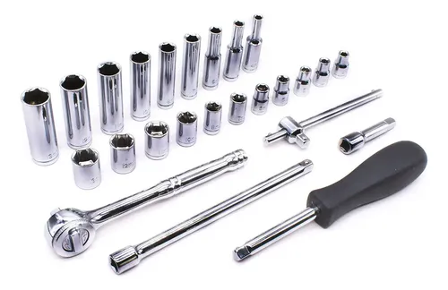 Juego de ratchet de 1/4'' con dados largos, 25 pzs, Uyustools.
