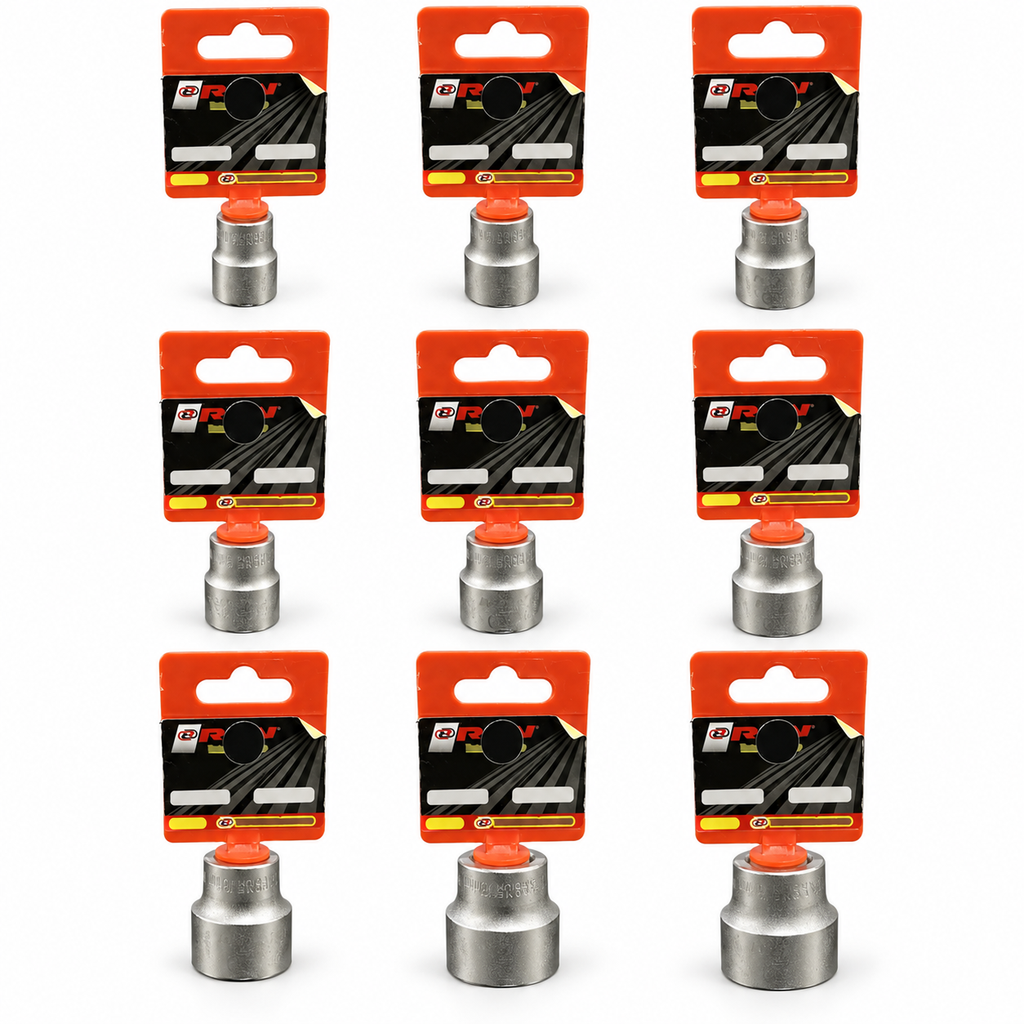 Juego de dados CRV 1/2" métricos — 9 piezas