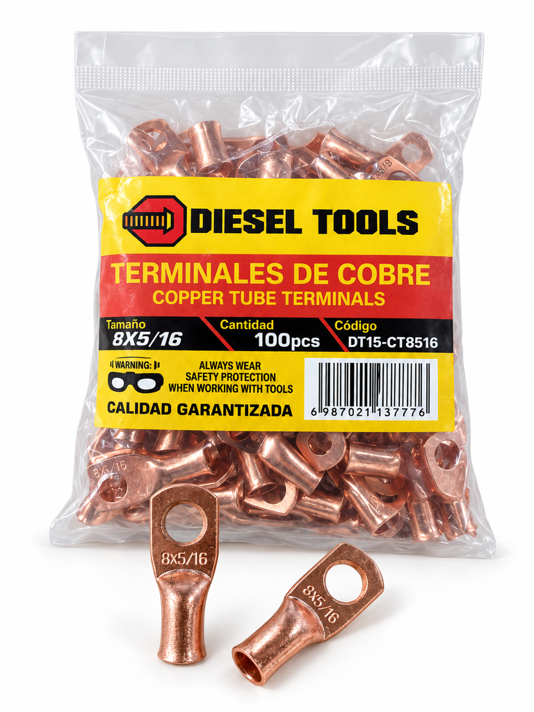 Terminal de cobre 8x15/16 Paquete de 100 Piezas