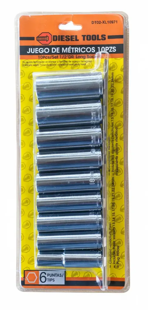 Dados o copas largas de 1/2'', 10 pzs.