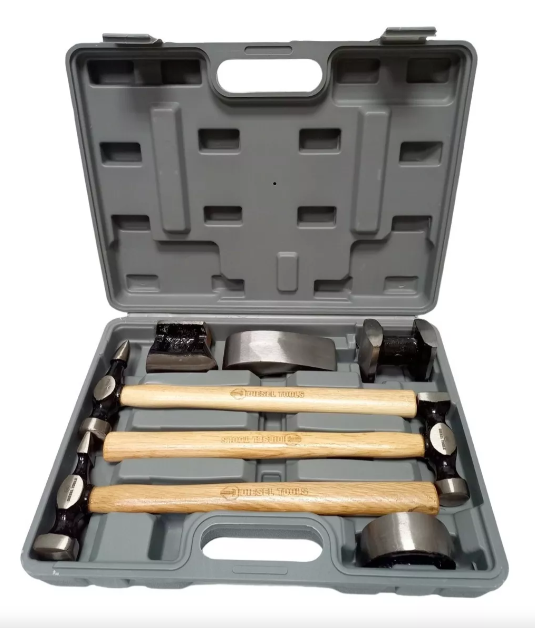 Juego de martillos de latonería, 7 pzs.