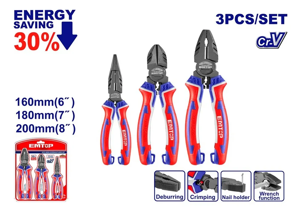 Set de alicates, 3 pzs EMTOP.