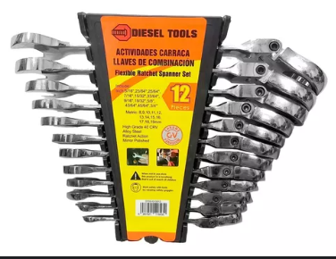 LLAVE COMBINADA RATCHET ARTICULADA 12PZS