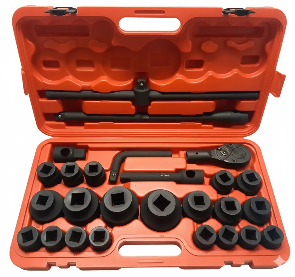 Juego de ratchet de impacto 3/4'' y 1'' de 21 a 65mm, 26 pzs Q7.