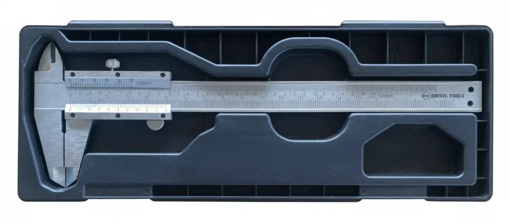 Vernier de acero de 150 mm en estuche.