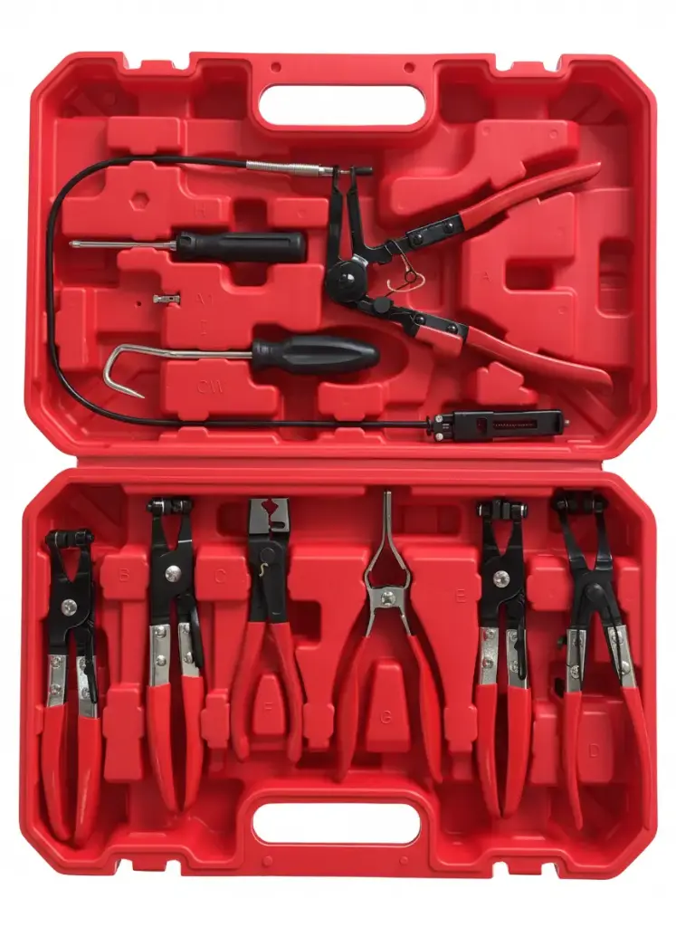 Set de alicates para abrazaderas, 9 pzs.