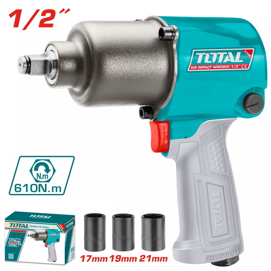 [TAT40122] Pistola de impacto neumática de 610 NM, Total Tools.