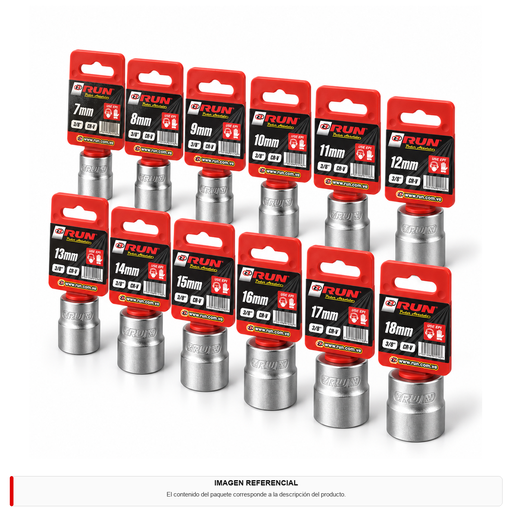 Juego de 29 dados CRV métricos y SAE de 3/8″ en empaque individual