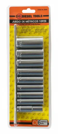 [DT02-XL10961] Dados o copas largas de 3/8'', 10 pzs.