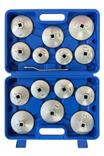 [DT02-AOW015] Juego de copas saca filtro de aceite 15 pzs.