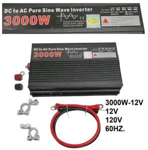 [3000W-12V] Inversor 3000W 12v a 120v Lumina Onda Pura