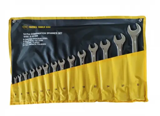 [CRV-6-32MM] Llaves combinadas 6 a 32 mm, 14 pzs con funda.