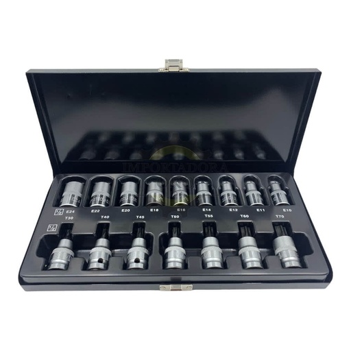 [TUP016] Juego de dados Torx de 16 piezas, machos y hembras